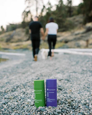 SONDR deodorants on walking trail